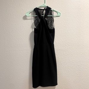 High Neck Lace Back Mini Dress